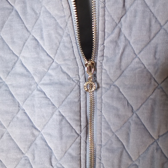 CatHy Daniels Powder Blue Quilted Corduroy Full Zip Jacket Like Blazer Sz. L - Picture 4 of 8